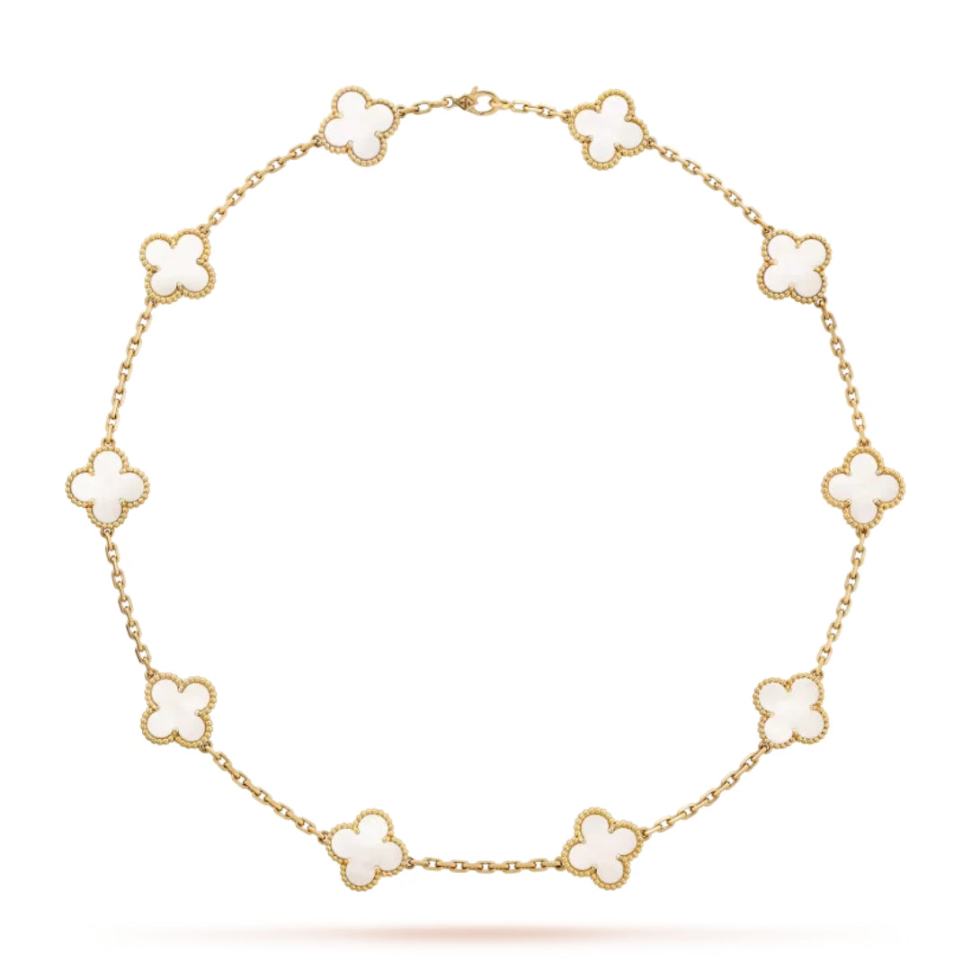 CLOVER | 10 Motive Hvit Halskjede