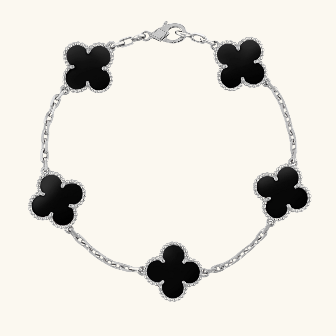 CLOVER | Svart/Sølv Armbånd