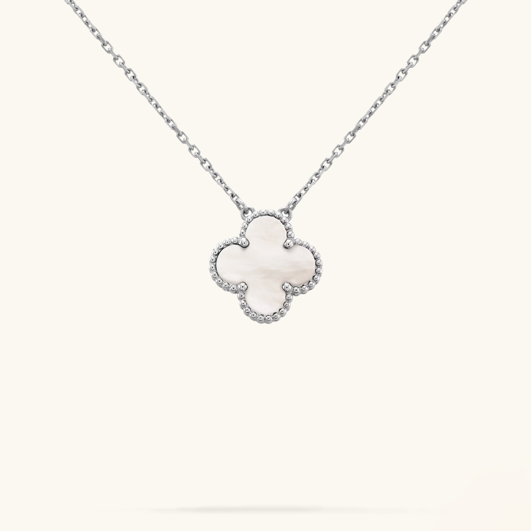CLOVER | Hvit/Sølv Halskjede