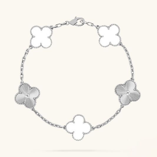 CLOVER | Hvit/Sølv Armbånd