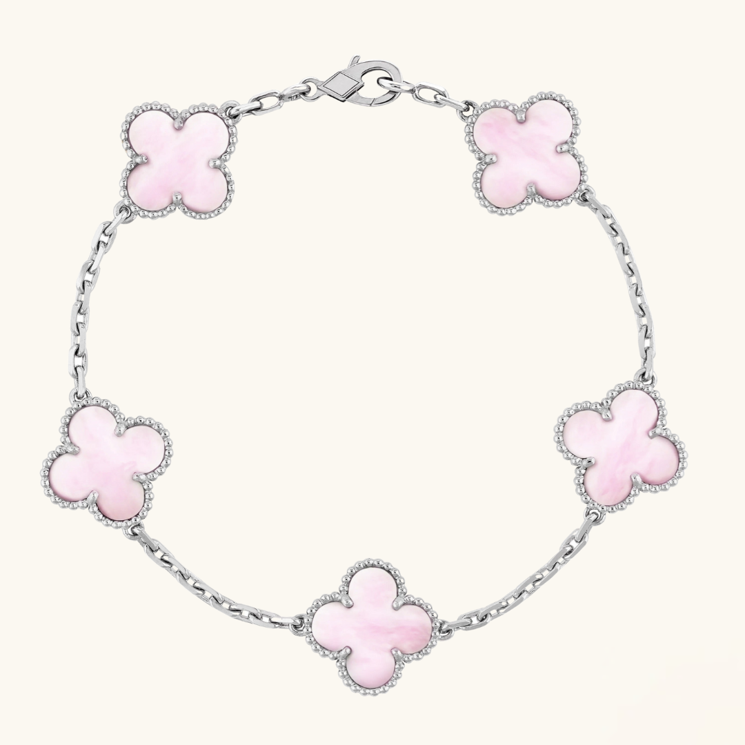 CLOVER | Rosa/Sølv Armbånd