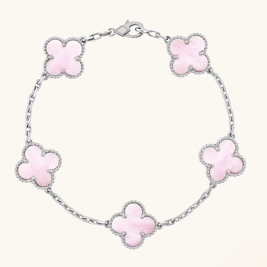 CLOVER | Rosa/Sølv Armbånd
