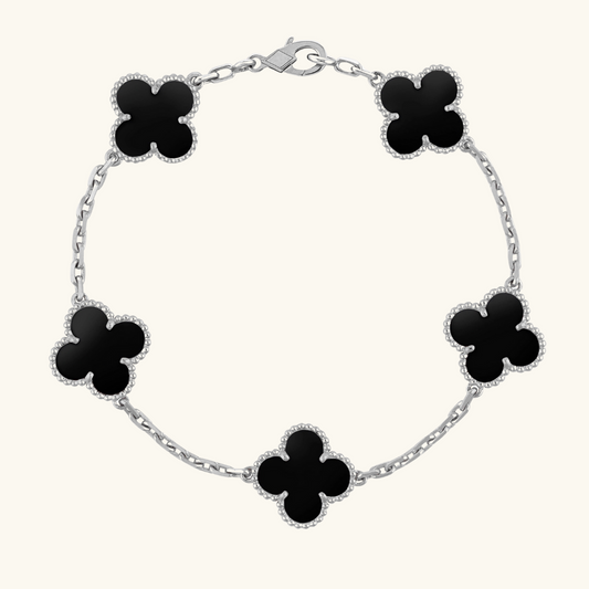 CLOVER | Svart/Sølv Armbånd