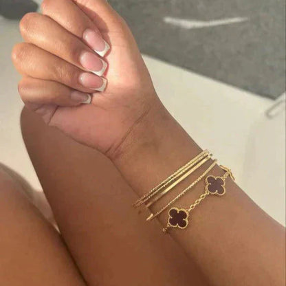 CLOVER | Svart/Sølv Armbånd